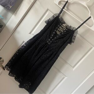 Black Lace Dress with Ruffles